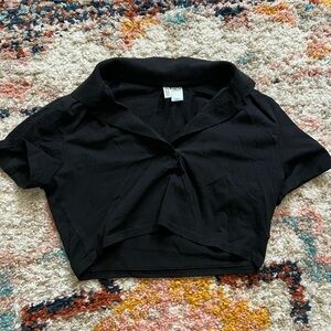 H&M Black Collared Crop Top